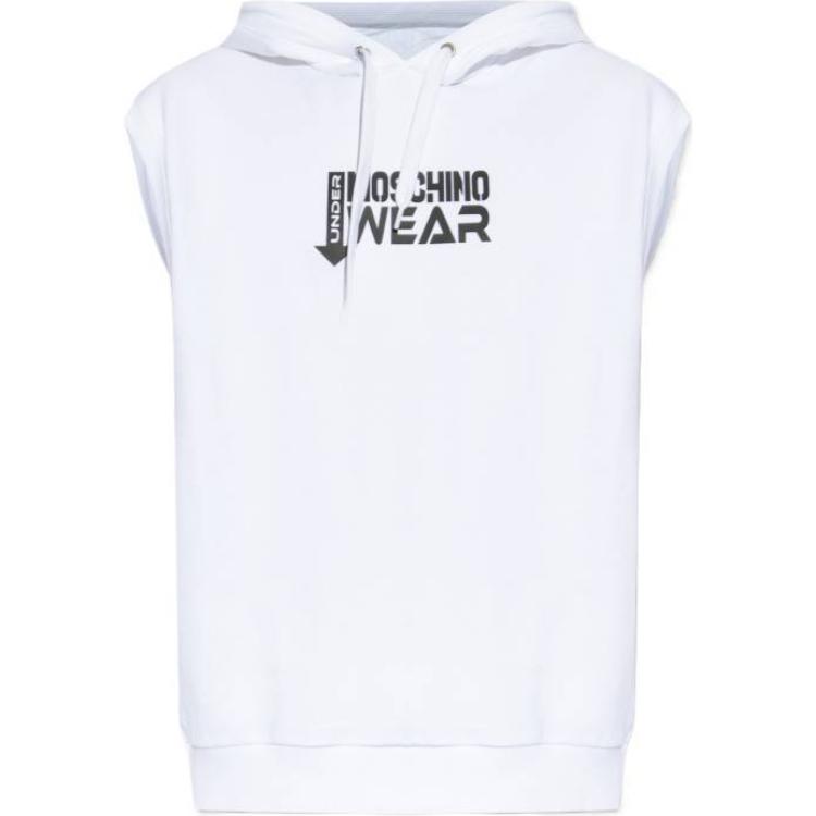 MOSCHINO White Sleeveless Hoodie with Letter Print 241V1A1723-4423-0001