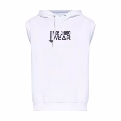 MOSCHINO White Sleeveless Hoodie with Letter Print 241V1A1723-4423-0001