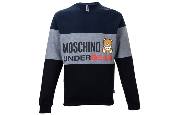 MOSCHINO Winter Navy Fleece Sweater with Printed Bear Design A1709-8126-1290
