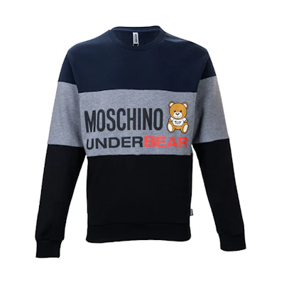 MOSCHINO Winter Navy Fleece Sweater with Printed Bear Design A1709-8126-1290