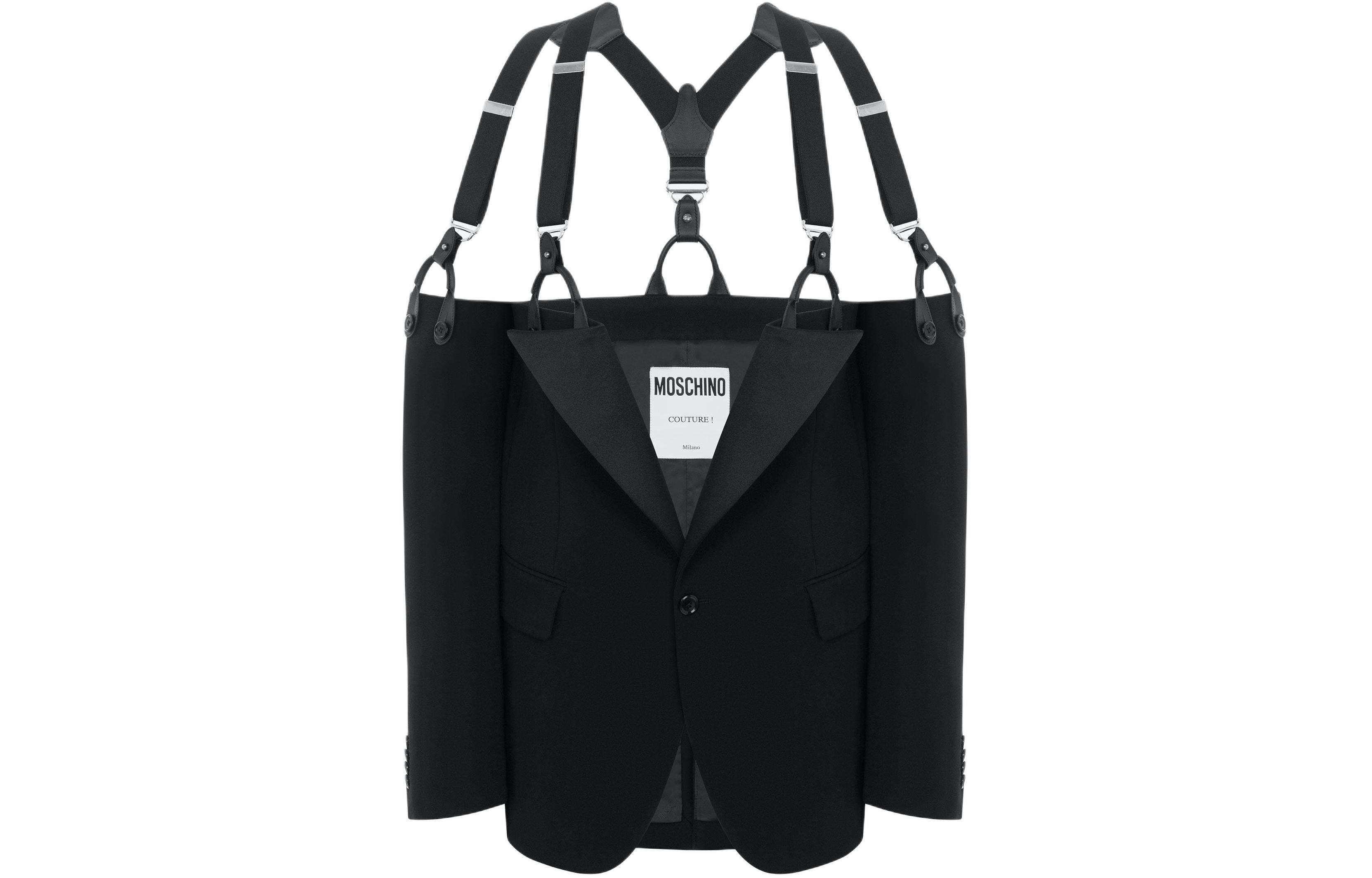 MOSCHINO Wool Jacket with Straps Black Asymmetrical Outerwear A0506-5234-3555