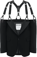 MOSCHINO Wool Jacket with Straps Black Asymmetrical Outerwear A0506-5234-3555 MOSCHINO Wool Jacket with Straps Black Asymmetrical Outerwear A0506-5234-3555