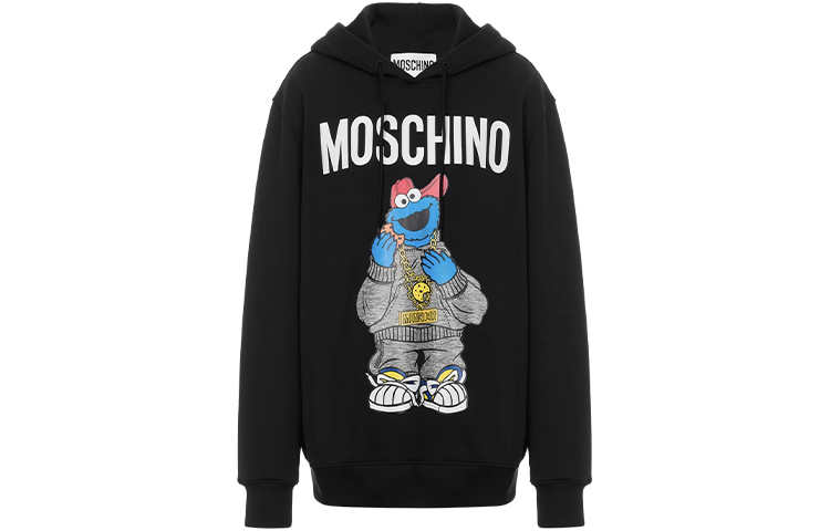 Order MOSCHINO x Sesame Street 黑色餅乾怪獸連帽衫 男女同款 SS21 聯名款 MAS212A-1779-6027