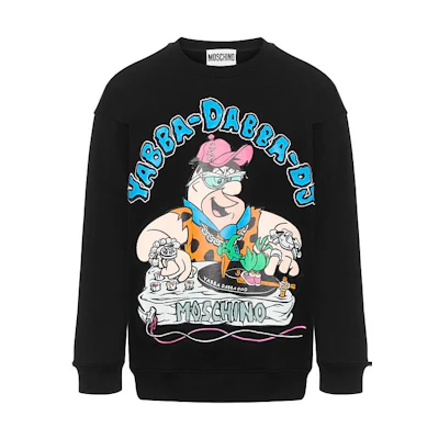 MOSCHINO The Flintstones FW22 Black Cartoon Logo Print Unisex Long Sleeve Sweatshirt AEF222D1B1799-6028-1555