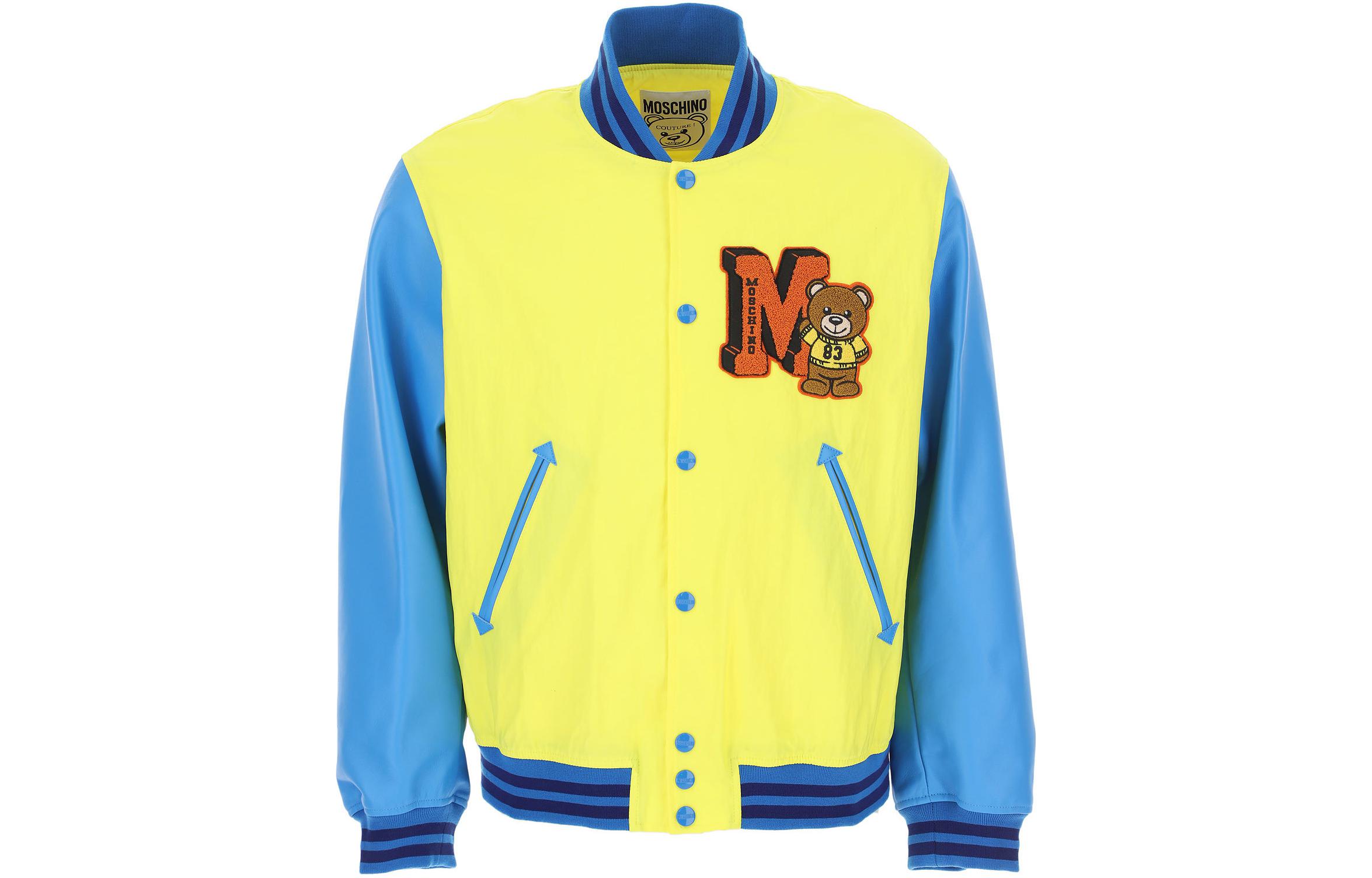 MOSCHINO Yellow Button-Up Color-Block Baseball Jacket A0601-0215-1027