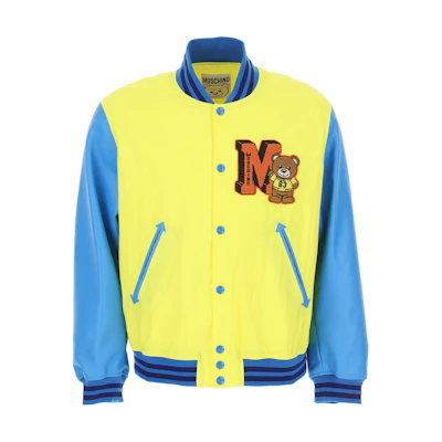 MOSCHINO Yellow Button-Up Color-Block Baseball Jacket A0601-0215-1027