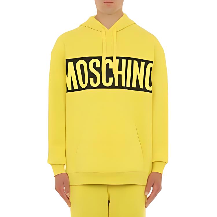 MOSCHINO Yellow Hoodie with Logo Lettering Print A1730-2028-4032