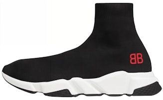 Mr. Porter x Balenciaga Speed Trainer 'Black Knit with Red BB Logo' 514218-W05G0-1000 Mr. Porter x Balenciaga Speed Trainer 'Black Knit with Red BB Logo' 514218-W05G0-1000