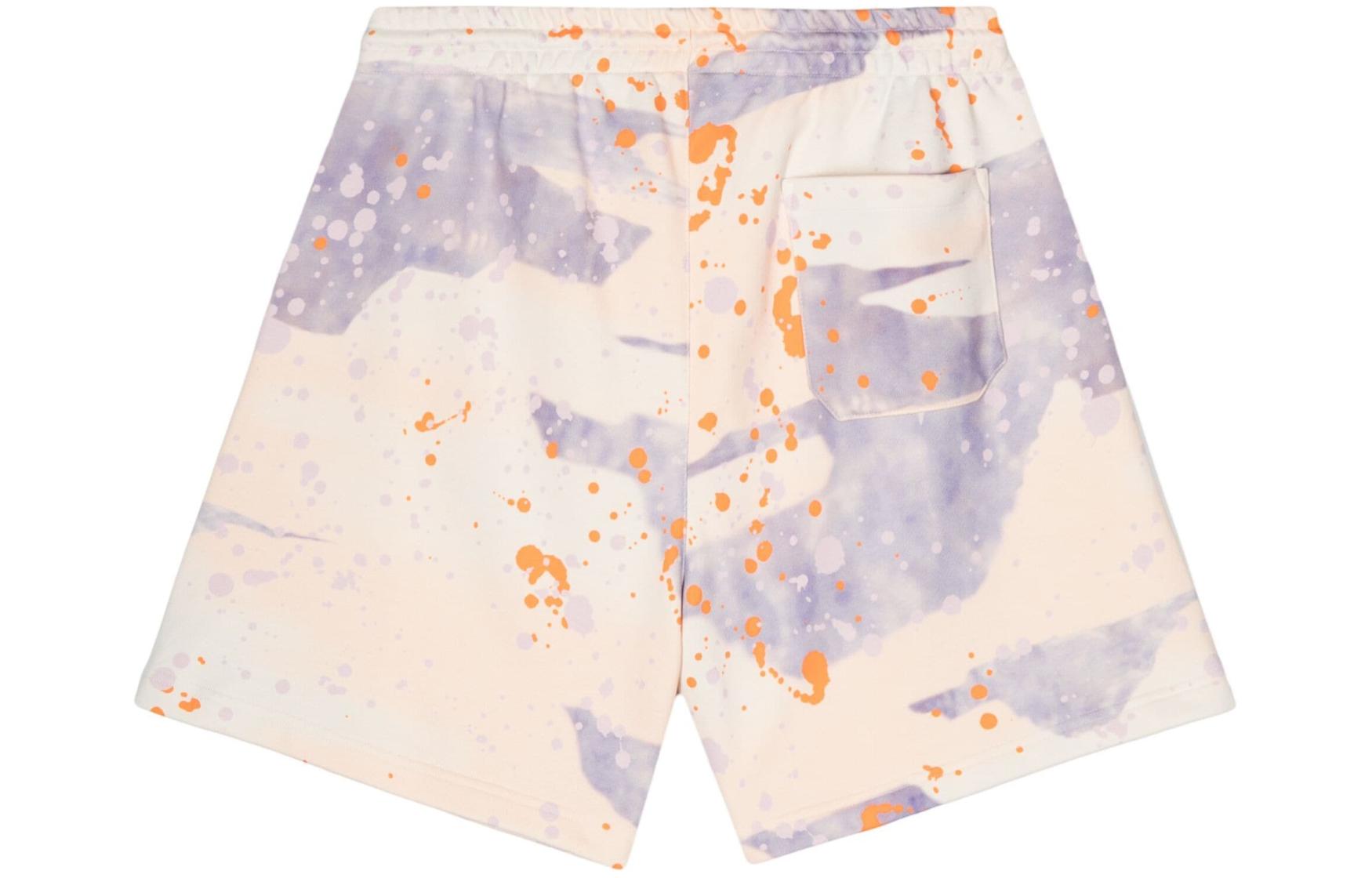 Lookbook MSGM Shorts Beige Casual con Logo y Detalles de Salpicaduras de Pintura. 3640MB77247092-BEIGE