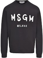 MSGM Black Crewneck Pullover Sweatshirt with Logo Print. 2000MDM51120000594 MSGM Black Crewneck Pullover Sweatshirt with Logo Print. 2000MDM51120000594