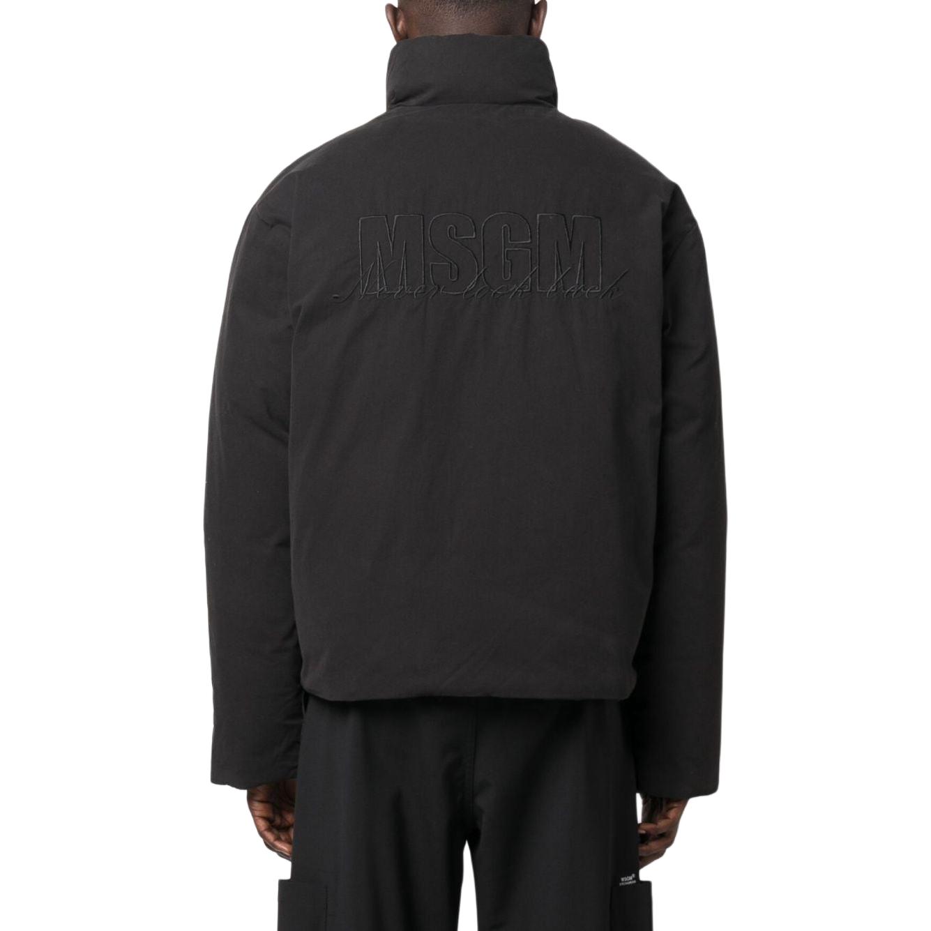 Shop MSGM 黑色高领羽绒夹克 后背刺绣标志 3540MH02237703-BLACK
