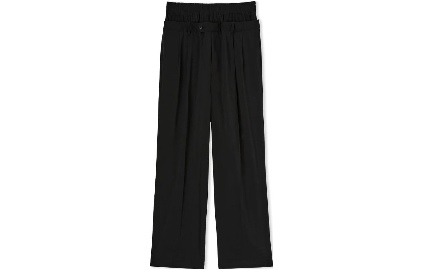 Order MSGM Seluar Kasual Hitam Pinggang Tinggi Kaki Lebar Potongan Santai 3440MP06X23700999