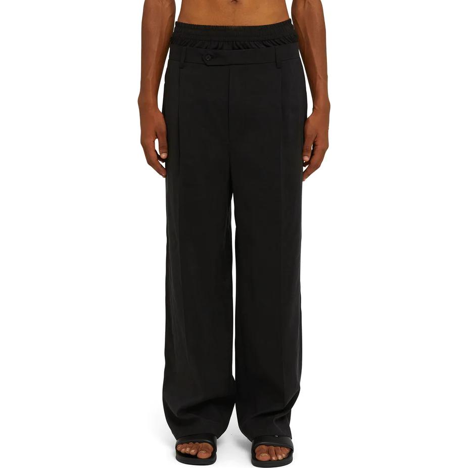 Lookbook MSGM Seluar Kasual Hitam Pinggang Tinggi Kaki Lebar Potongan Santai 3440MP06X23700999