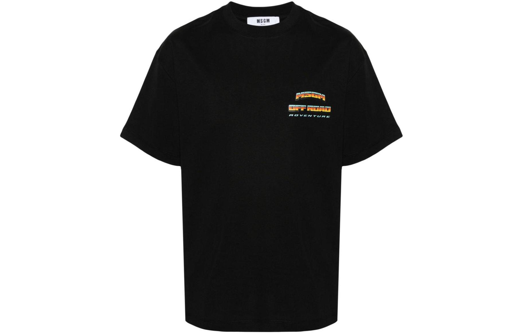 Order MSGM 黑色短袖logo印花T恤。 3640MM148247002-BLACK