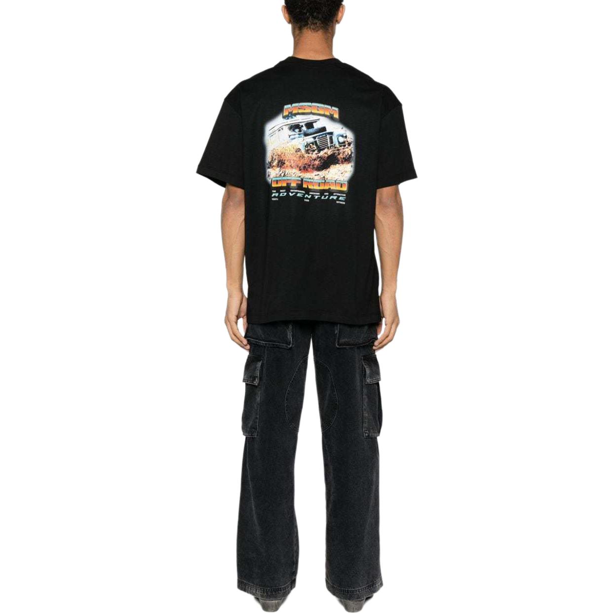 Shop MSGM 黑色短袖logo印花T恤。 3640MM148247002-BLACK