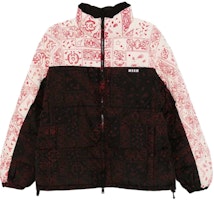 MSGM Black Logo Print Patchwork Jacket with Stand Collar. 3740MH01237705-BLACK MSGM Black Logo Print Patchwork Jacket with Stand Collar. 3740MH01237705-BLACK