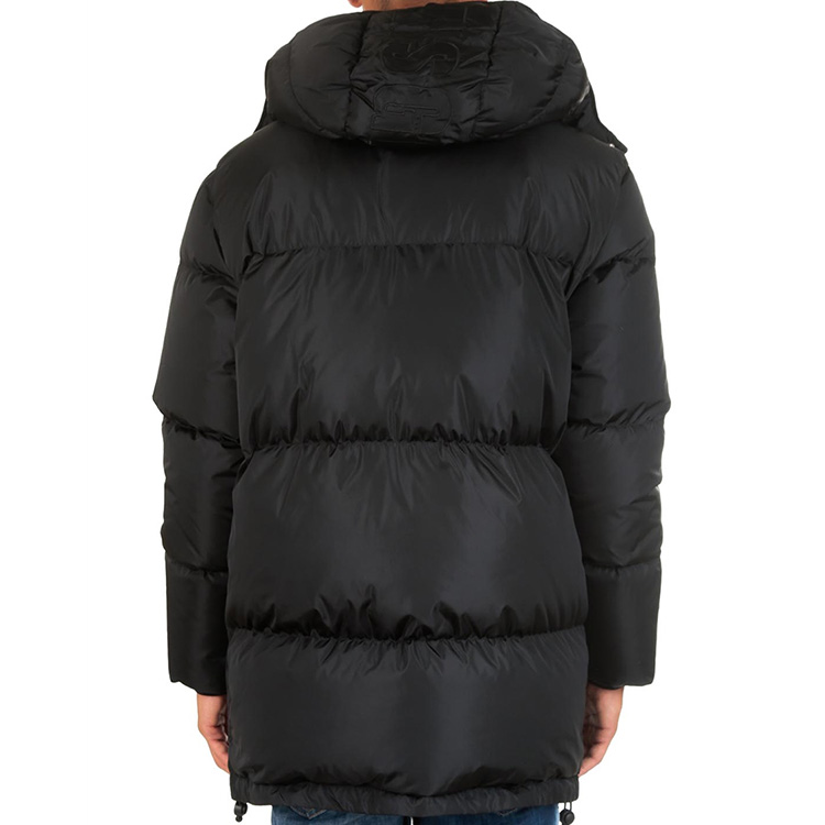 Purchase MSGM 블랙 미드 롱 후드 다운 재킷 겨울 에디션 2540MH23P-184519-99