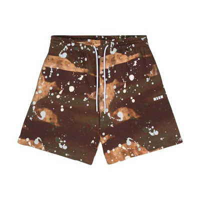 MSGM Camo Logo Print Drawstring Shorts Brown Casual Wear 3640MB77247092-37