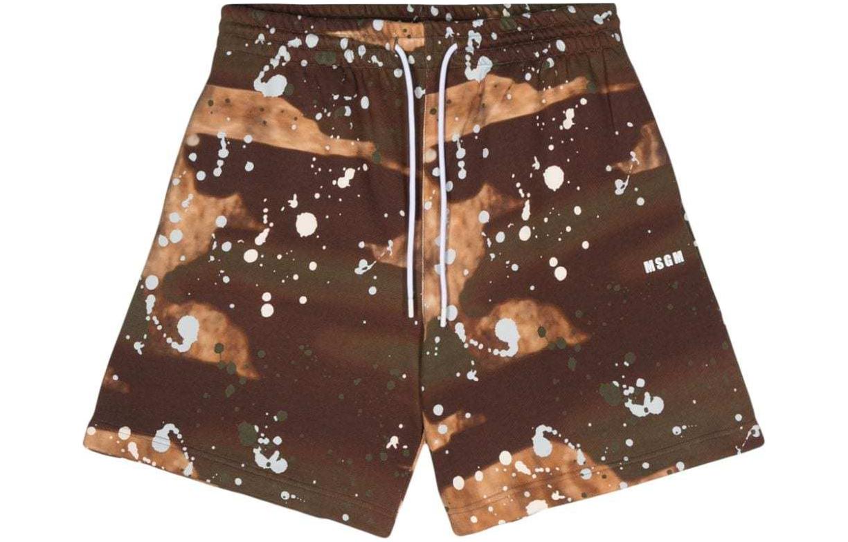 Order MSGM 카모 로고 프린트 드로스트링 반바지 브라운 캐주얼웨어 3640MB77247092-37
