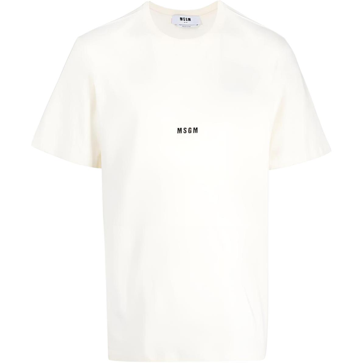 MSGM  Crewneck Letter Print Short Sleeve T-Shirt 2000MM500200002-WHITE