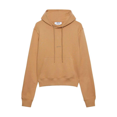 MSGM Embroidered Logo Oversized Hoodie - Camel Brown 3740MM123247799-BROWN