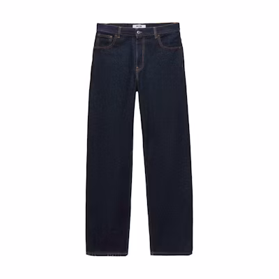 MSGM Navy Blue Denim Jeans with Back Logo Patch Contrast Lining. 3740MP233L247599-BLUE