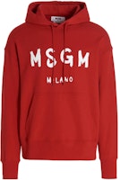 MSGM Red Hoodie with Logo Print Long Sleeve Pullover Sweatshirt. 2000MM51520000018 MSGM Red Hoodie with Logo Print Long Sleeve Pullover Sweatshirt. 2000MM51520000018
