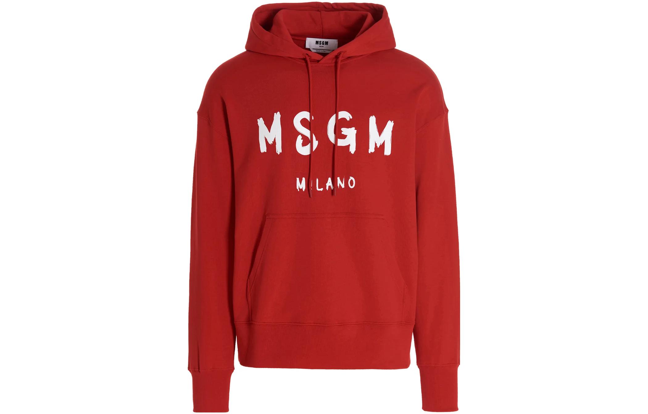 Order MSGM 로고 프린트 레드 후드티 긴팔 맨투맨. 2000MM51520000018