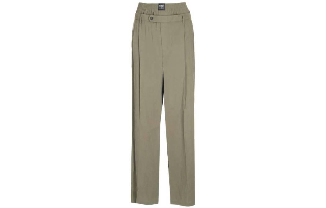 MSGM  Solid Color Loose Fit Casual Pants Olive Green. 3440MP06X23700937