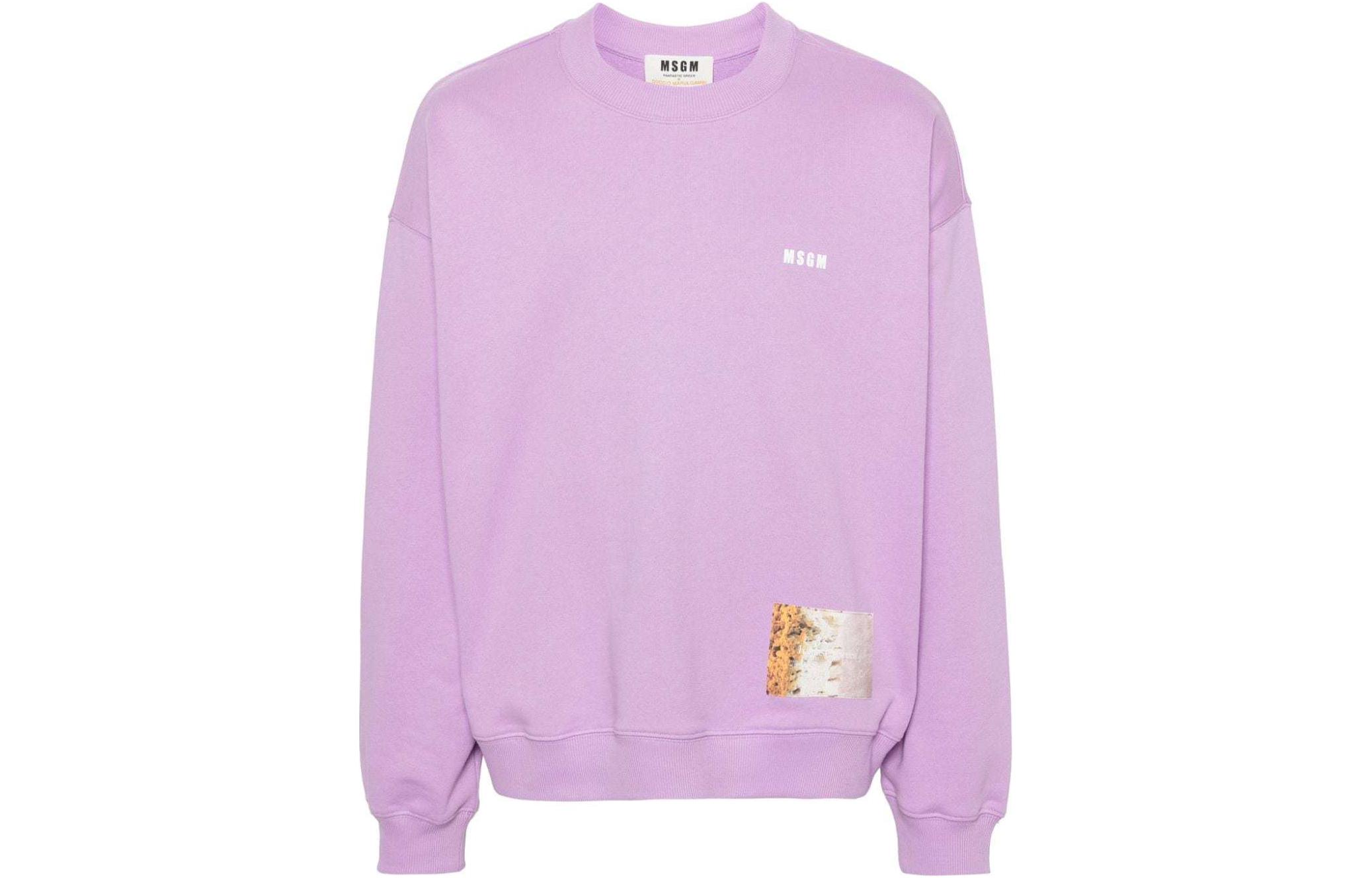 MSGM Back Graphic Purple Unisex Sweatshirt with Ribbed Trim 3646MM01247299-70