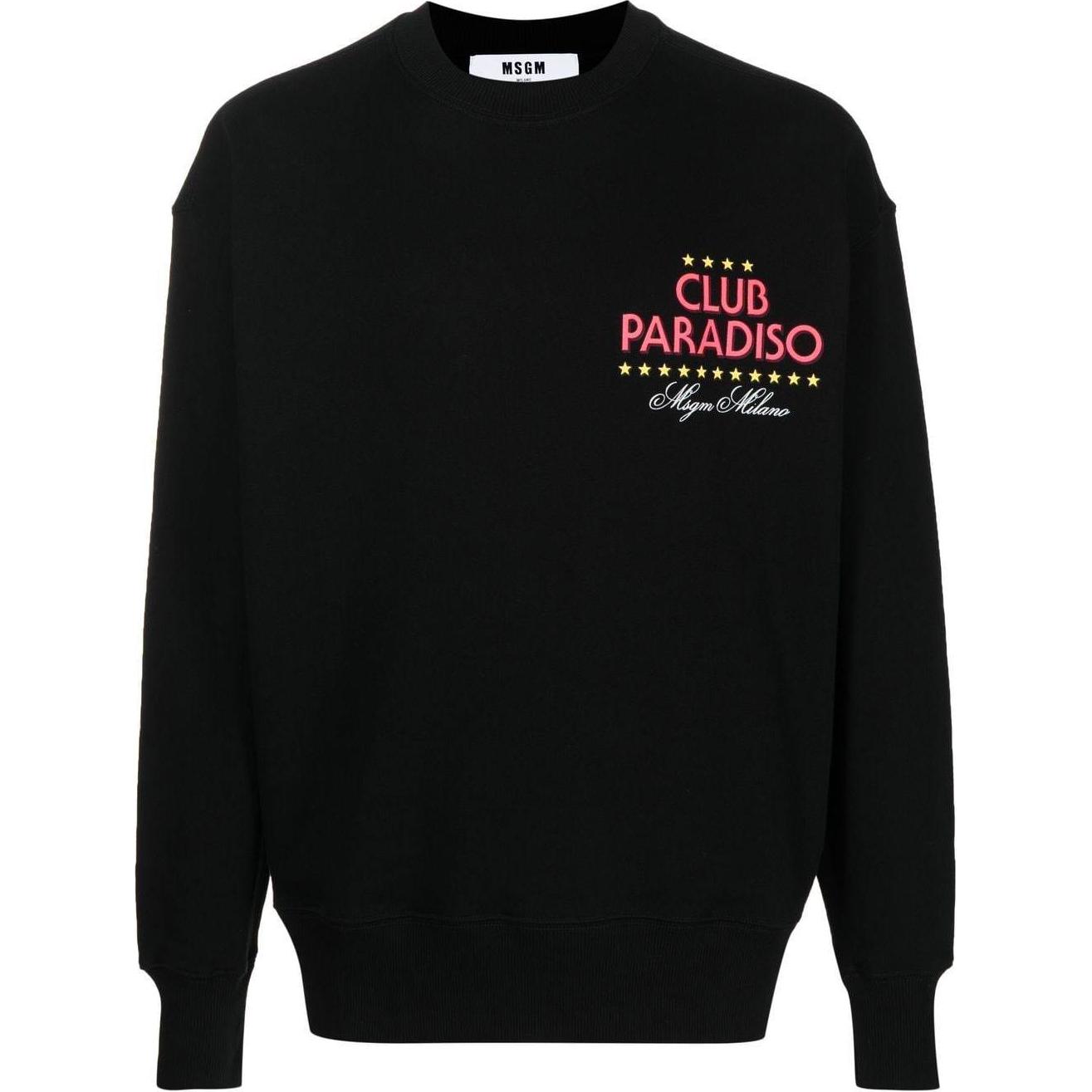 MSGM Back Logo Graphic Long-Sleeve Crewneck Sweatshirt Black 3440MM172237000-BLACK