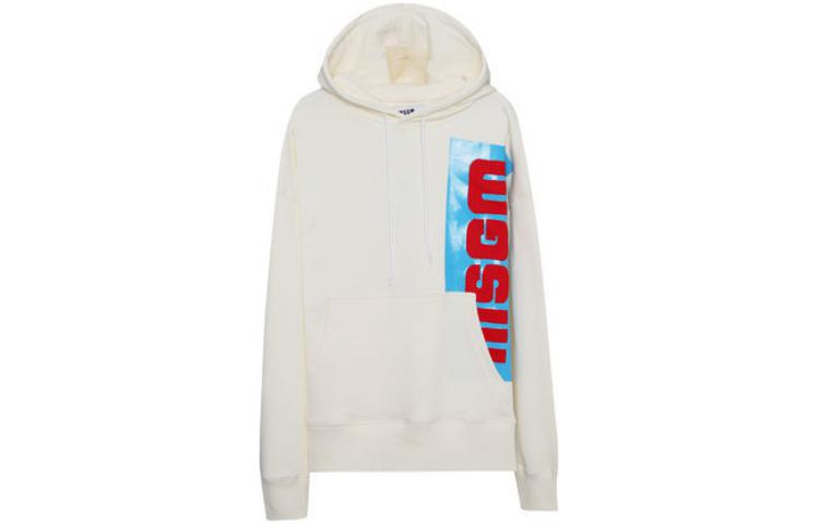 MSGM Beige Oversized Hoodie with Printed Design 3340MM186227799-02