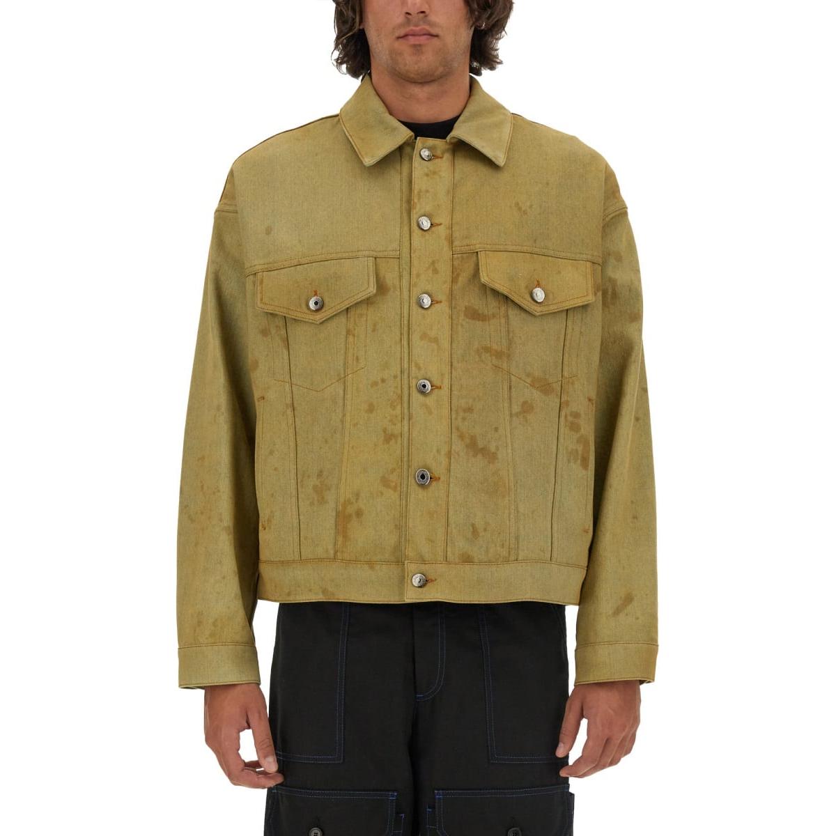MSGM Beige Stain-Effect Oversized Denim Jacket 3740MH23124761034