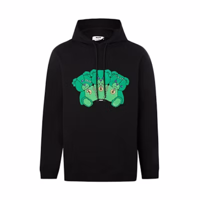 MSGM Black Bear Graphic Print Casual Hoodie for Men 2940MM171-207599-99