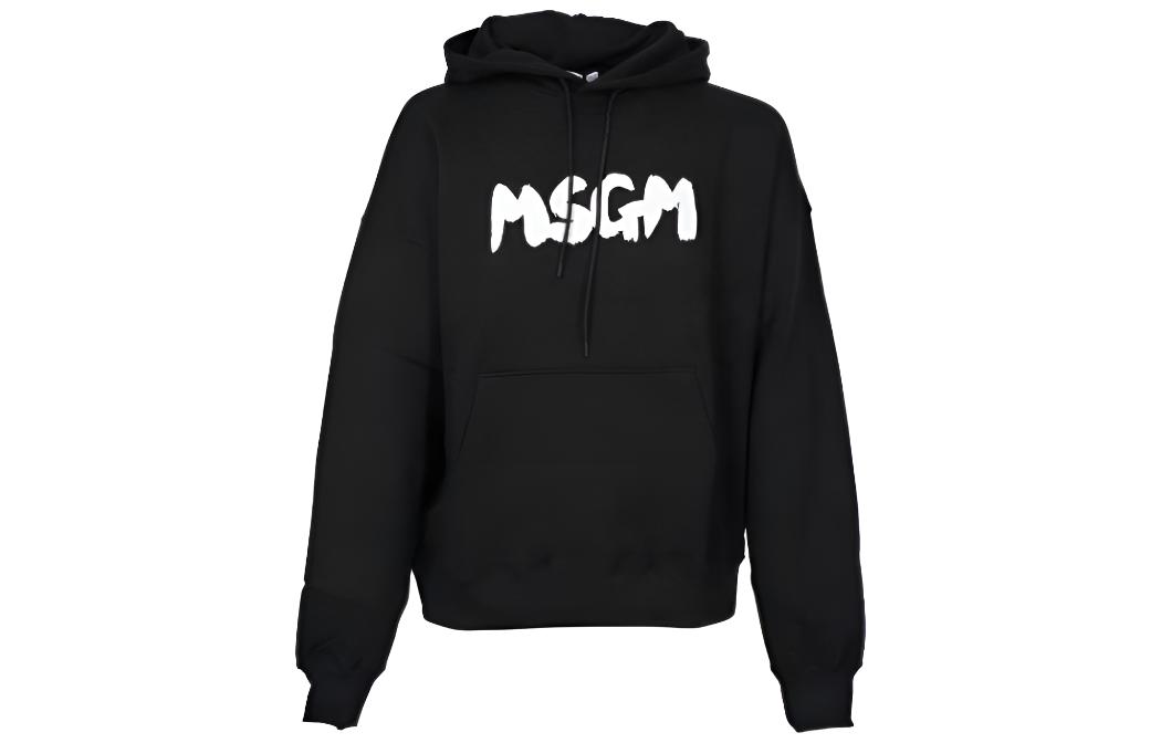 MSGM Black Casual Long Sleeve Sweatshirt with Letter Print 3540MM10123779999