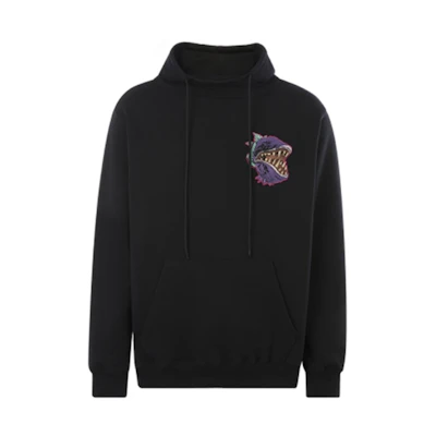 MSGM Black Cotton Hoodie with Floral Embroidery 2940MM212-207599