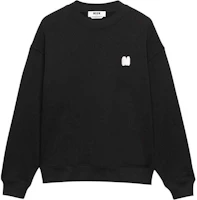 MSGM Black Crewneck Logo Patch Dropped Shoulder Long Sleeve Sweatshirt 3740MM113247795-BLACK MSGM Black Crewneck Logo Patch Dropped Shoulder Long Sleeve Sweatshirt 3740MM113247795-BLACK