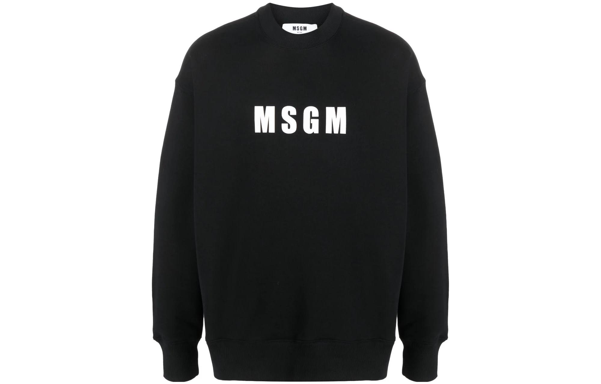 MSGM Black Crewneck Oversized Sweatshirt with Letter Print 3540MM119237799-99