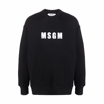 MSGM Black Crewneck Oversized Sweatshirt with Letter Print 3540MM119237799-99