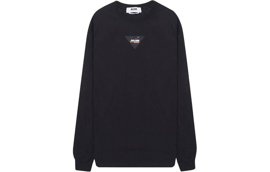 MSGM Black Crewneck Sweatshirt with Front Logo Print 3340MM16222779899