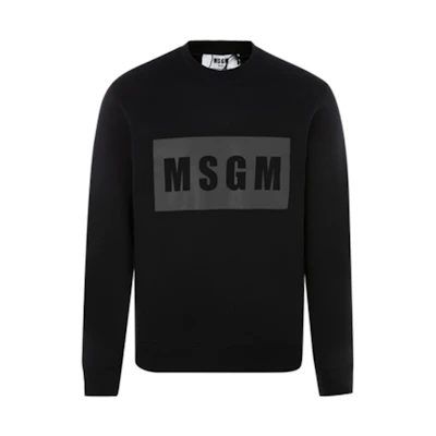 MSGM Black Crewneck Sweatshirt with Front Logo Print Design 2940MM164-207599