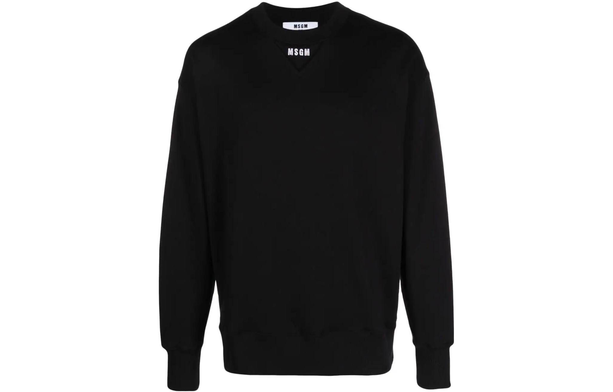 MSGM Black Crewneck Sweatshirt with Letter Print 3540MM11423779999