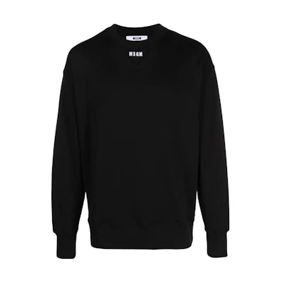 MSGM Black Crewneck Sweatshirt with Letter Print 3540MM11423779999