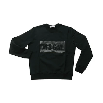 MSGM Black Crewneck Sweatshirt with Letter Print for Men 2340MM68-174778-99