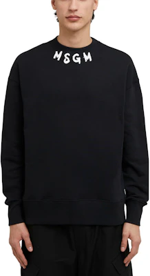 MSGM Black Crewneck Sweatshirt with Solid Color Logo Print 3440MM177237000 Shop MSGM Black Crewneck Sweatshirt with Solid Color Logo Print 3440MM177237000