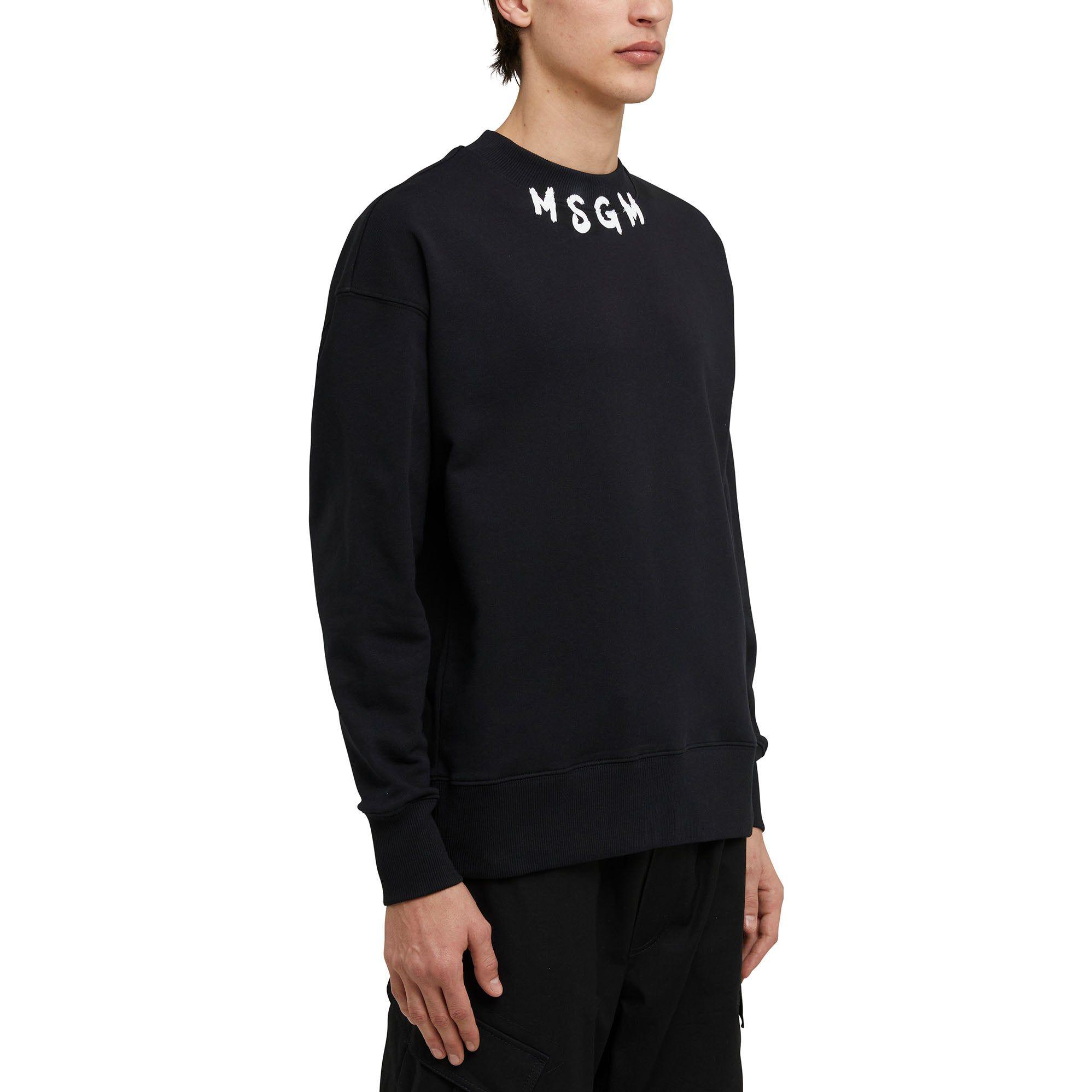 Details for MSGM Black Crewneck Sweatshirt with Solid Color Logo Print 3440MM177237000