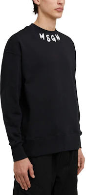 MSGM Black Crewneck Sweatshirt with Solid Color Logo Print 3440MM177237000 Details for MSGM Black Crewneck Sweatshirt with Solid Color Logo Print 3440MM177237000