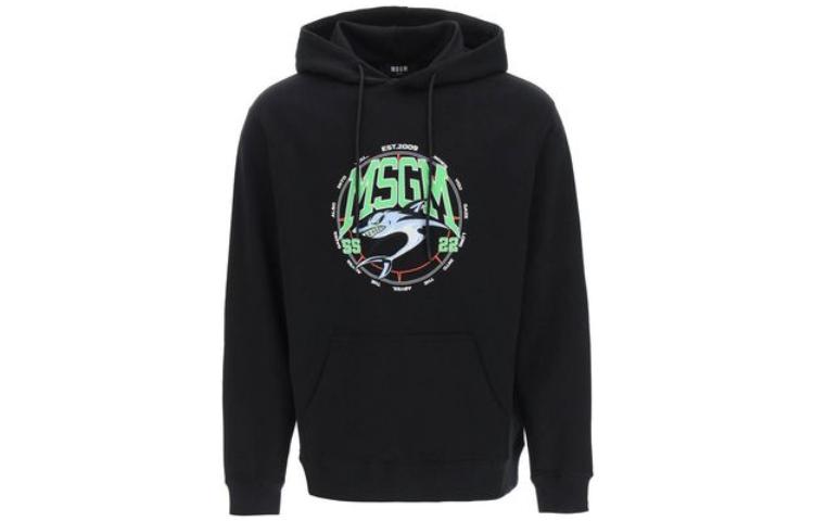 MSGM Black Hoodie Pullover with Long Sleeves 3240MM10622729999