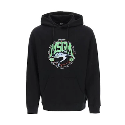 MSGM Black Hoodie Pullover with Long Sleeves 3240MM10622729999