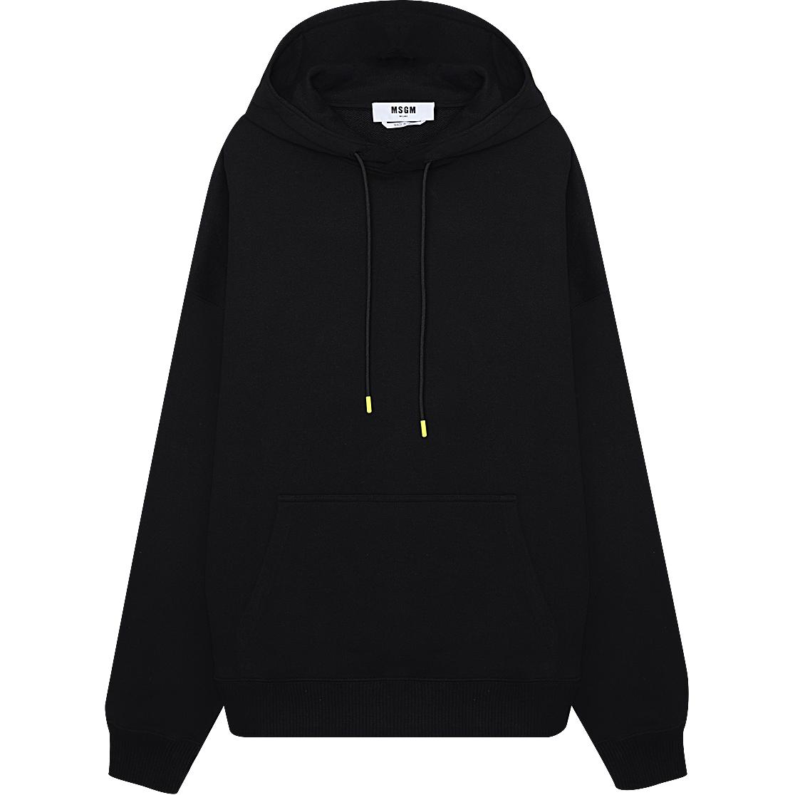 MSGM Black Hoodie with Back Graphic Print Long Sleeve 3440MM60-23700199